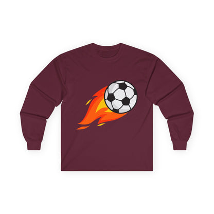 Flaming Soccer Ball Long Sleeve Tee - Sports Lovers Shirt