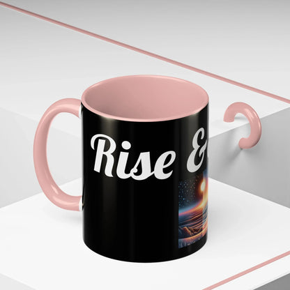 Rise & Shine Accent Coffee Mug - Motivational Black Mug for Morning Boost - RizQ Life 