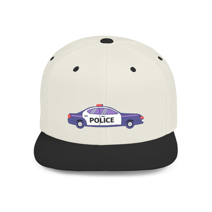 Police Car Snapback Cap – adjustable streetwear hat for adults, perfect car enthusiast gift and urban fashion accessory.