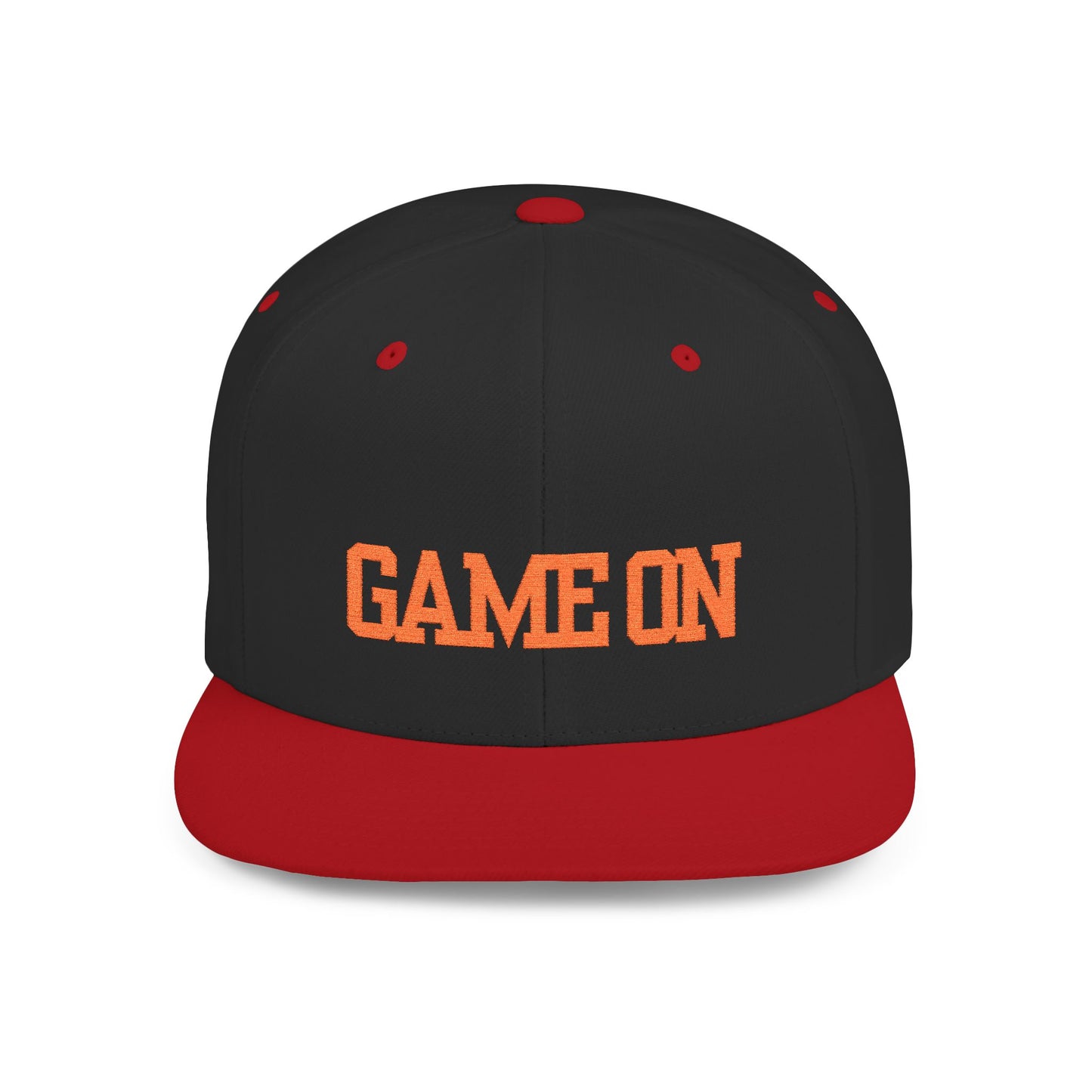 Trendy “Game On” snapback cap for adults. Adjustable flat bill hat, stylish streetwear accessory, perfect for gifts, festivals, sports, and casual outings.