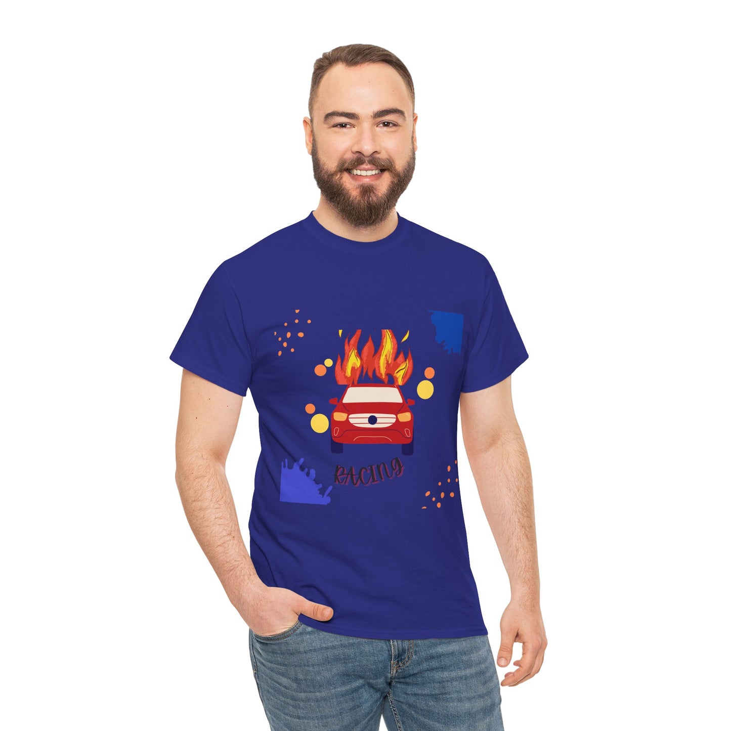 Unisex Racing Graphic T-Shirt – Heavy Cotton Car Racing Tee for Men & Women, Casual Motorsport Fan Shirt, Short Sleeve Top, Sizes S-5XL