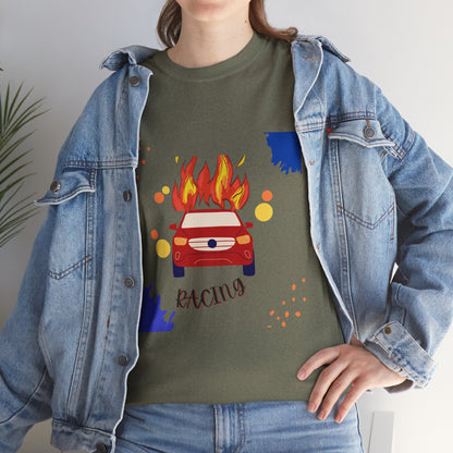 Unisex Racing Graphic T-Shirt – Heavy Cotton Car Racing Tee for Men & Women, Casual Motorsport Fan Shirt, Short Sleeve Top, Sizes S-5XL