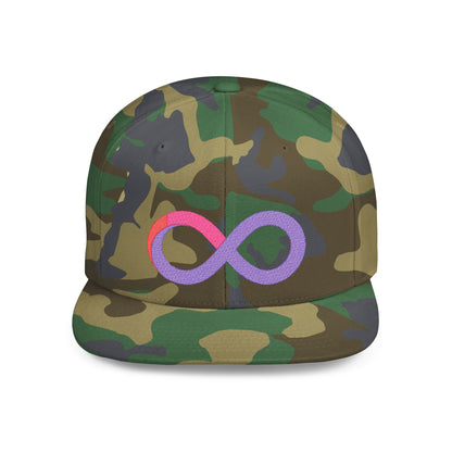 Infinite trendy flat bill snapback cap for adults. Adjustable, durable, and stylish with a classic green undervisor. Perfect gift for birthdays and casual wear.