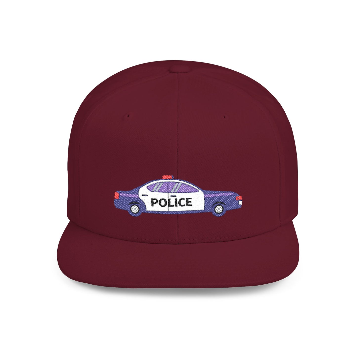 Shop the Police Car Snapback Cap – adjustable streetwear hat for adults, perfect car enthusiast gift and urban fashion accessory.