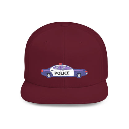 Shop the Police Car Snapback Cap – adjustable streetwear hat for adults, perfect car enthusiast gift and urban fashion accessory.