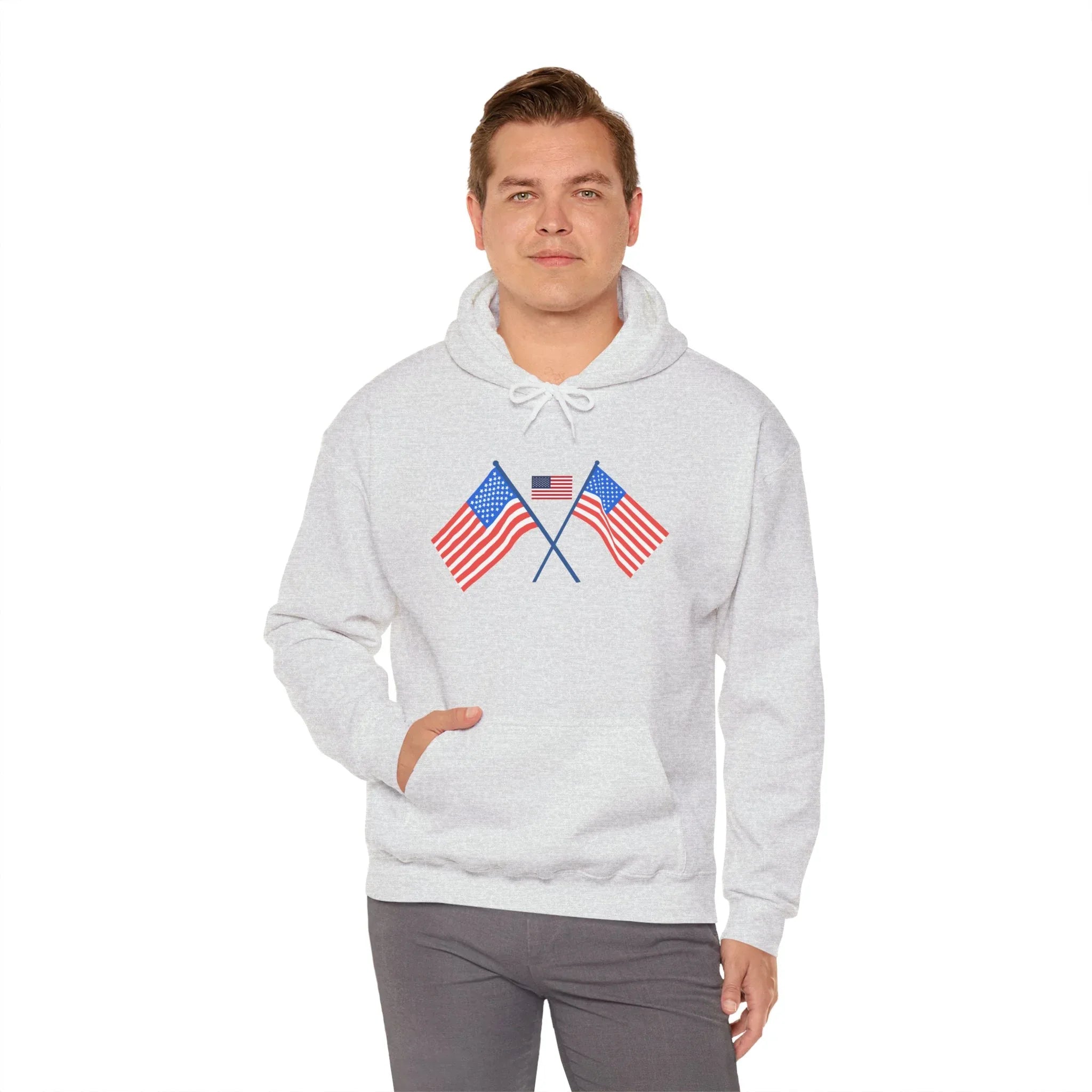 Men's Patriotic Hoodie - Double American Flag Graphic - RizQ Life 