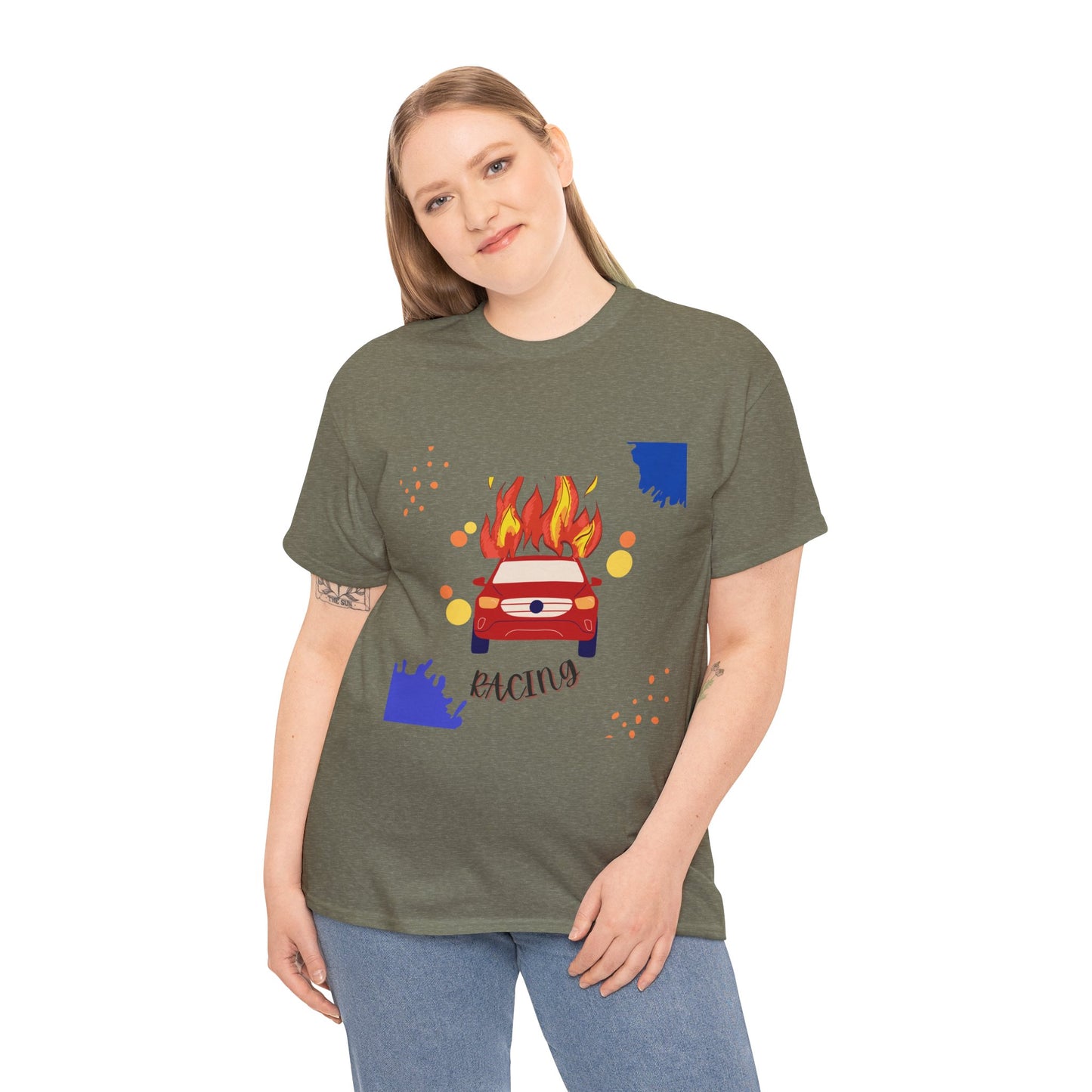 Unisex Racing Graphic T-Shirt – Heavy Cotton Car Racing Tee for Men & Women, Casual Motorsport Fan Shirt, Short Sleeve Top, Sizes S-5XL
