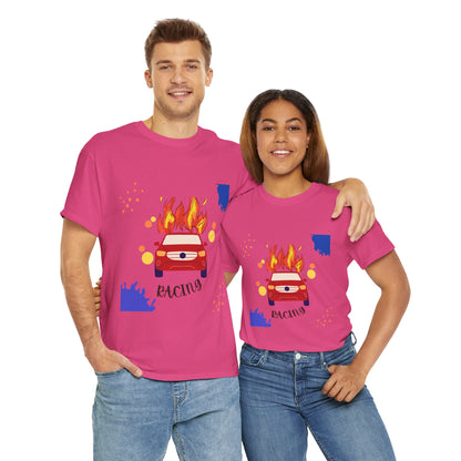 Unisex Racing Graphic T-Shirt – Heavy Cotton Car Racing Tee for Men & Women, Casual Motorsport Fan Shirt, Short Sleeve Top, Sizes S-5XL