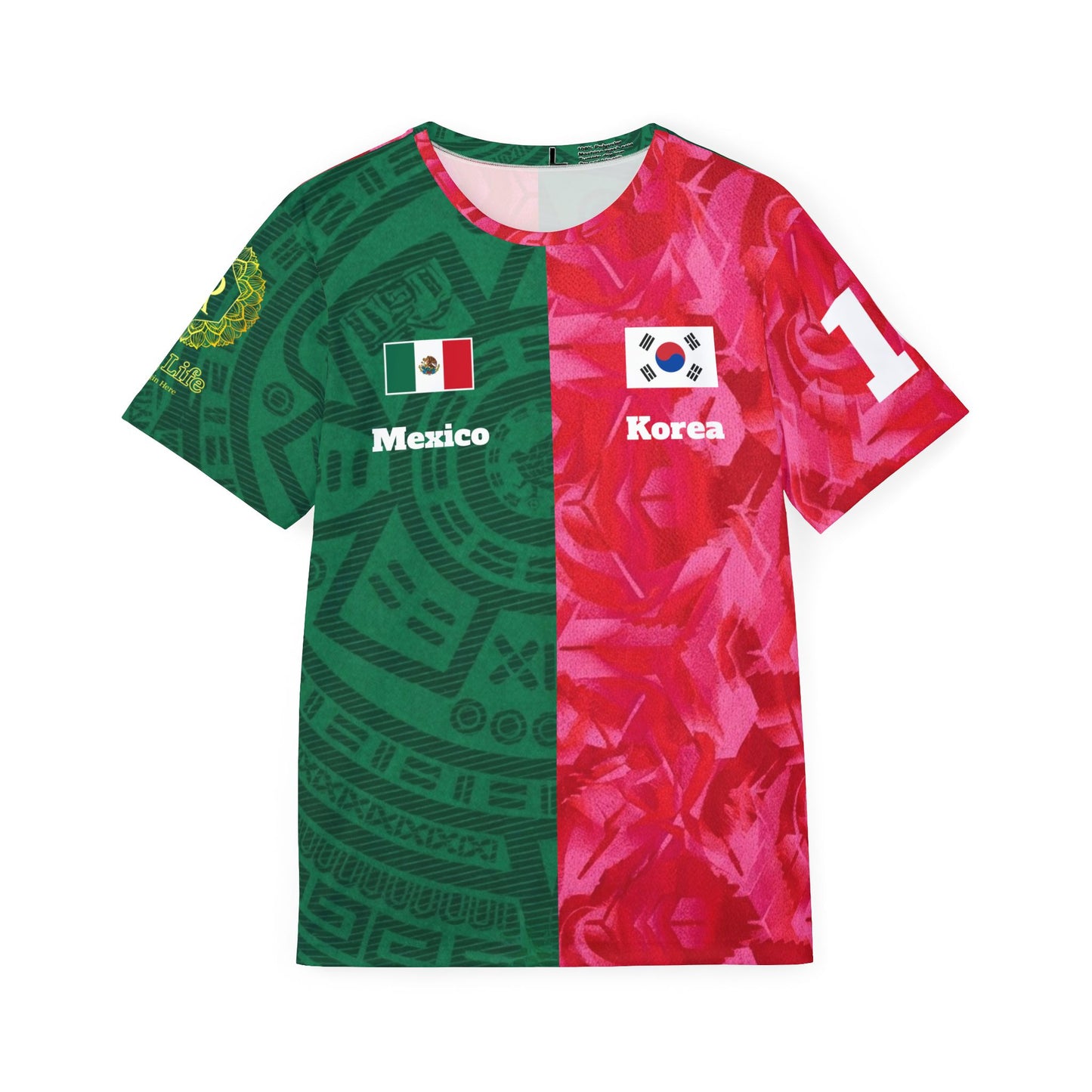 Mexico vs Korea Split-Flag Soccer Jersey — Custom Name & Number