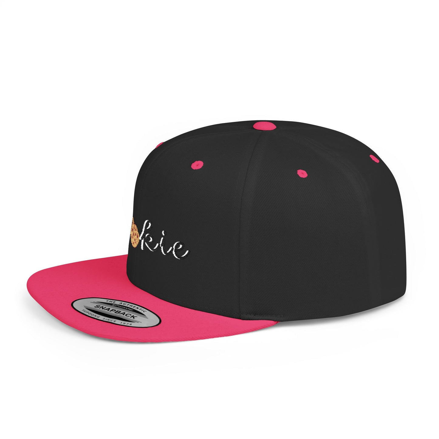 Trendy Cookie Flat Bill Snapback Cap – Adjustable, stylish hat for cookie lovers. Perfect gift for adults, birthdays, holidays, and streetwear fashion.