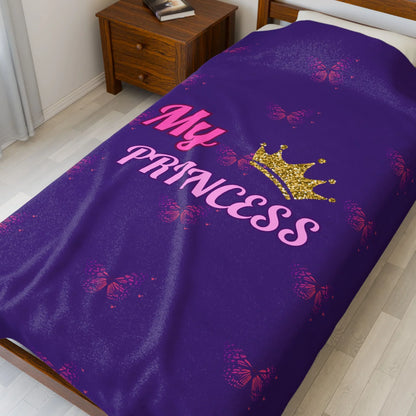 My Princess Velveteen Plush Blanket | Cozy Gift for Kids, Birthday Present, Nursery Decor, Butterfly Blanket, Soft Warm Blanket - RizQ Life 