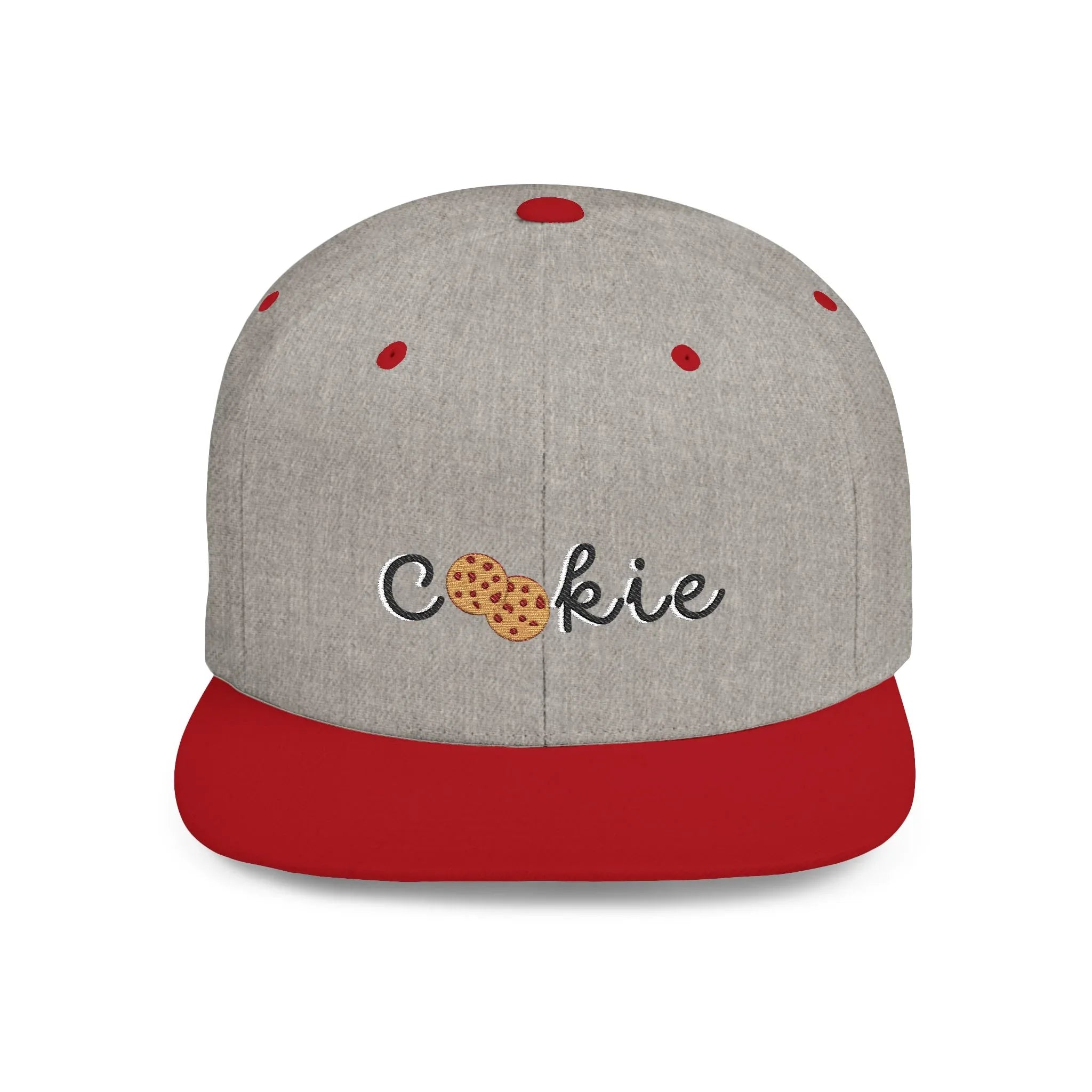 Trendy Cookie Flat Bill Snapback Cap – Adjustable, stylish hat for cookie lovers. Perfect gift for adults, birthdays, holidays, and streetwear fashion. - RizQ Life 