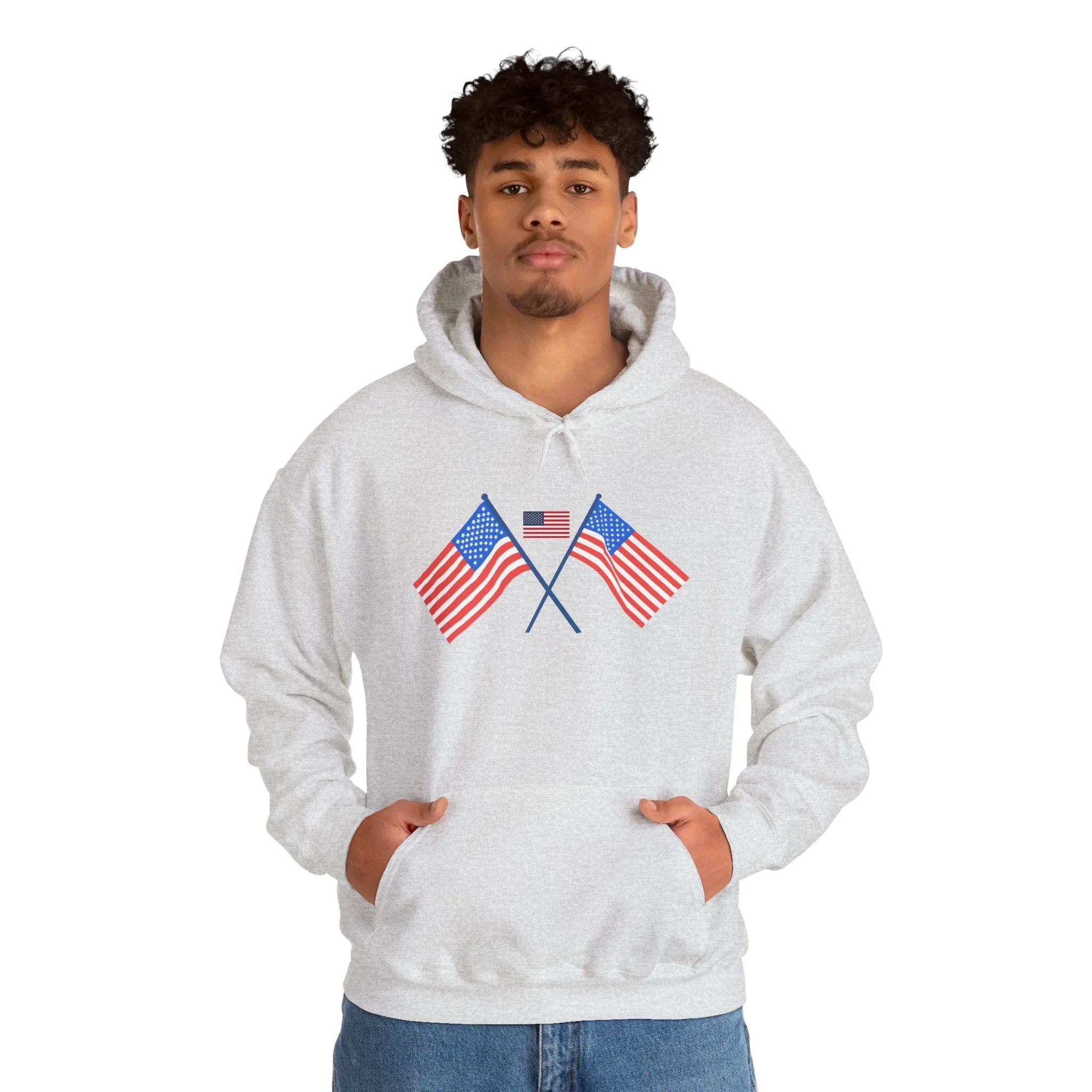 Men's Patriotic Hoodie - Double American Flag Graphic - RizQ Life 