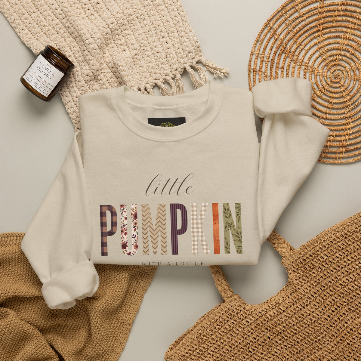 Little Pumpkin With A Little Spice" Sweatshirt – Cozy Fall Plaid & Watercolor Pumpkin Crewneck