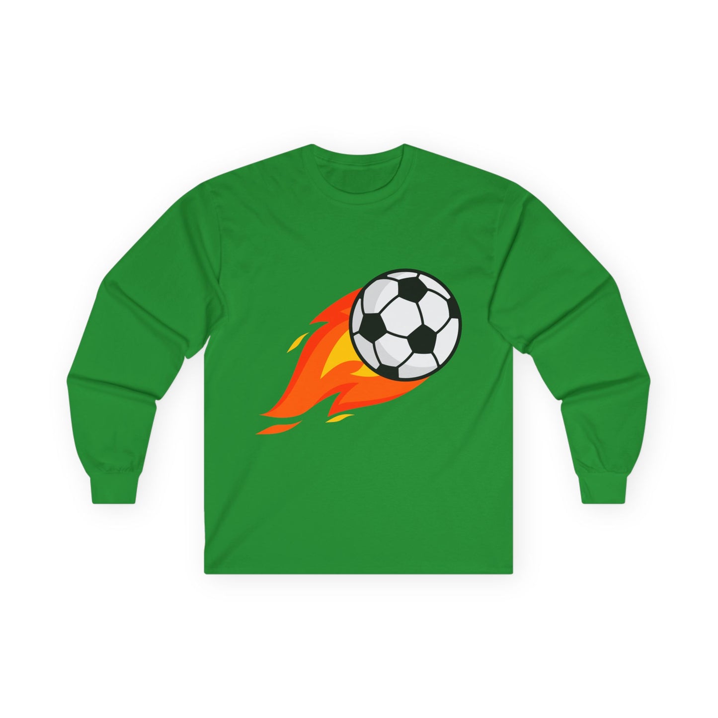 Flaming Soccer Ball Long Sleeve Tee - Sports Lovers Shirt