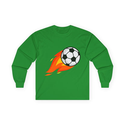 Flaming Soccer Ball Long Sleeve Tee - Sports Lovers Shirt