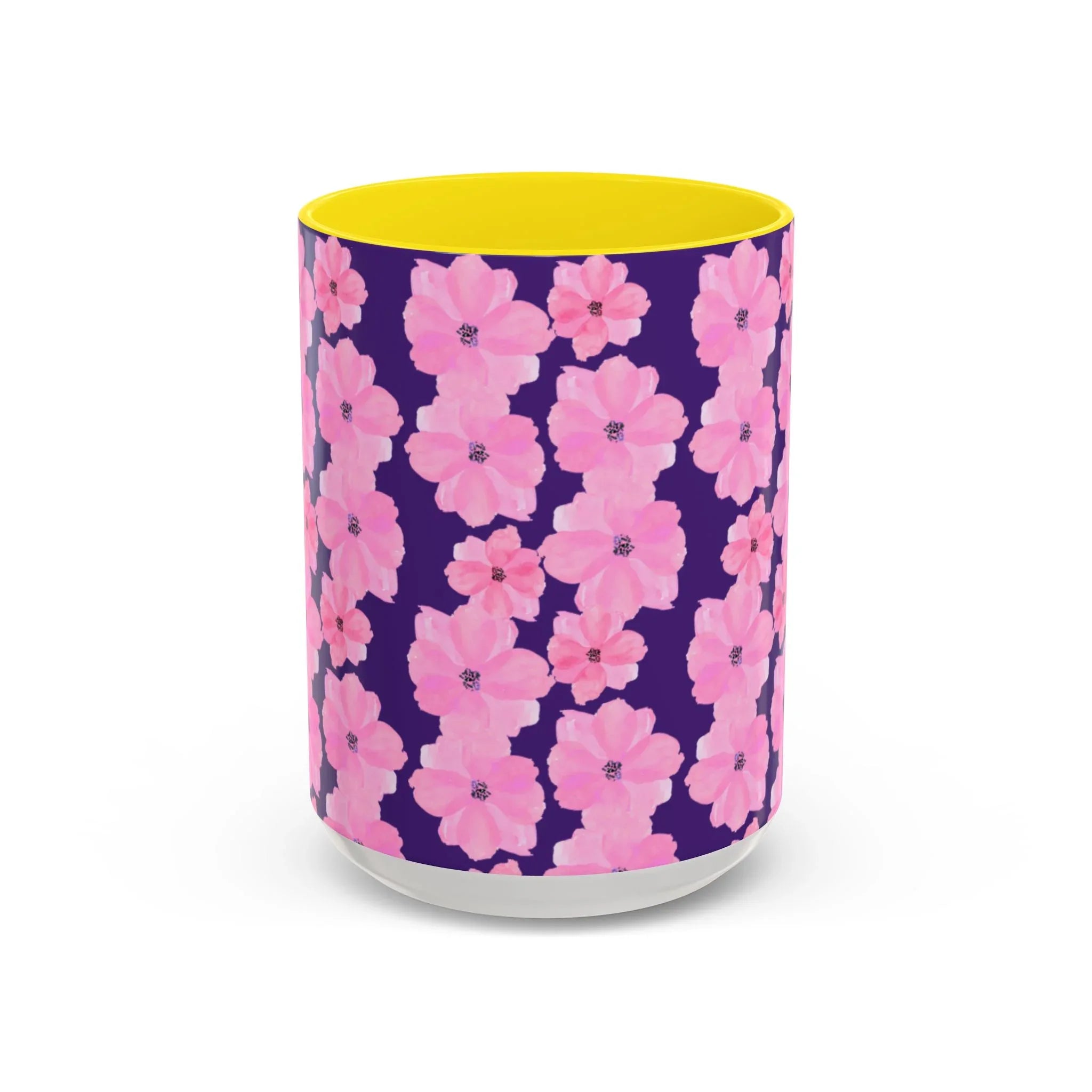 Chic Floral Coffee Mug - Pink Blossoms on Dark Background - RizQ Life 