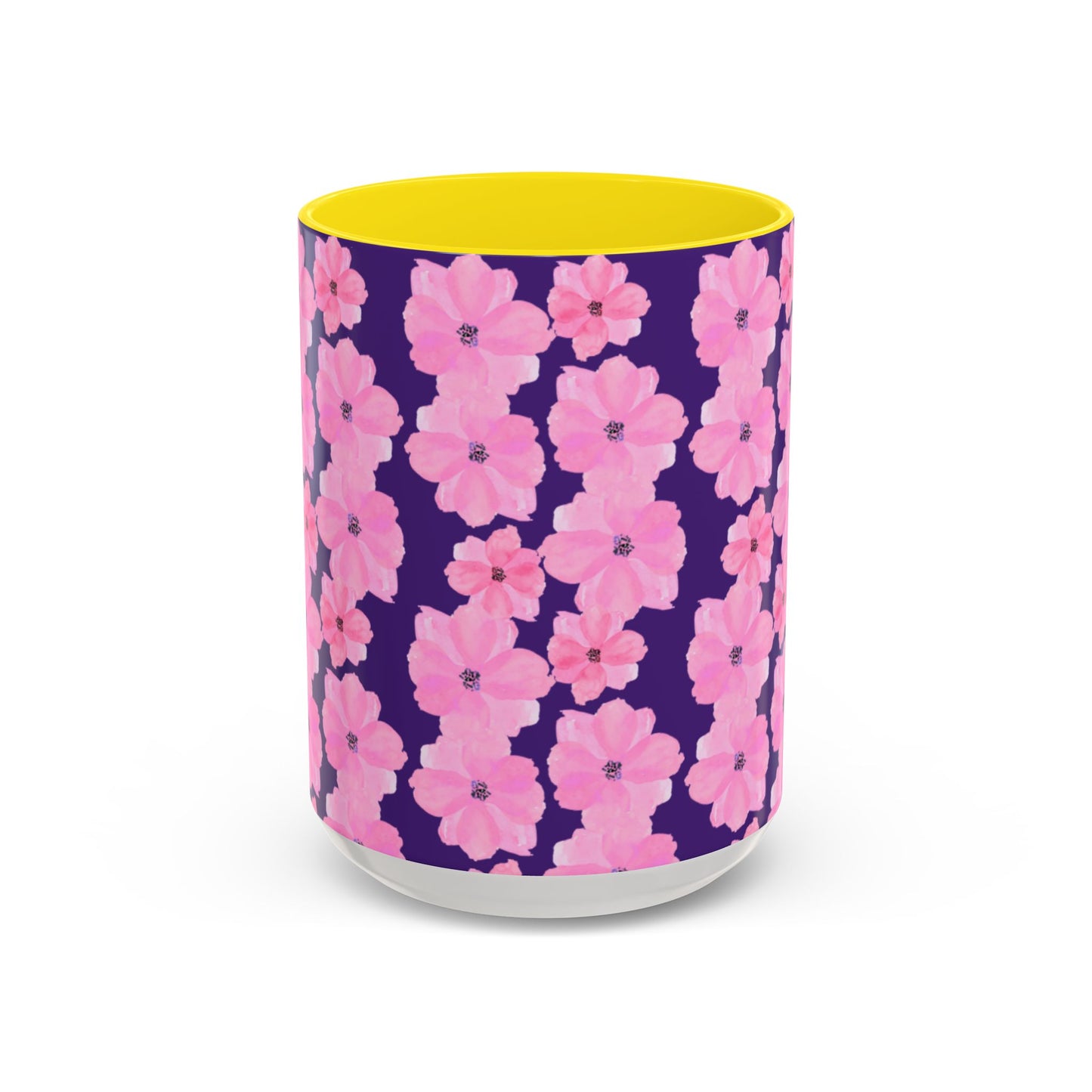 Chic Floral Coffee Mug - Pink Blossoms on Dark Background