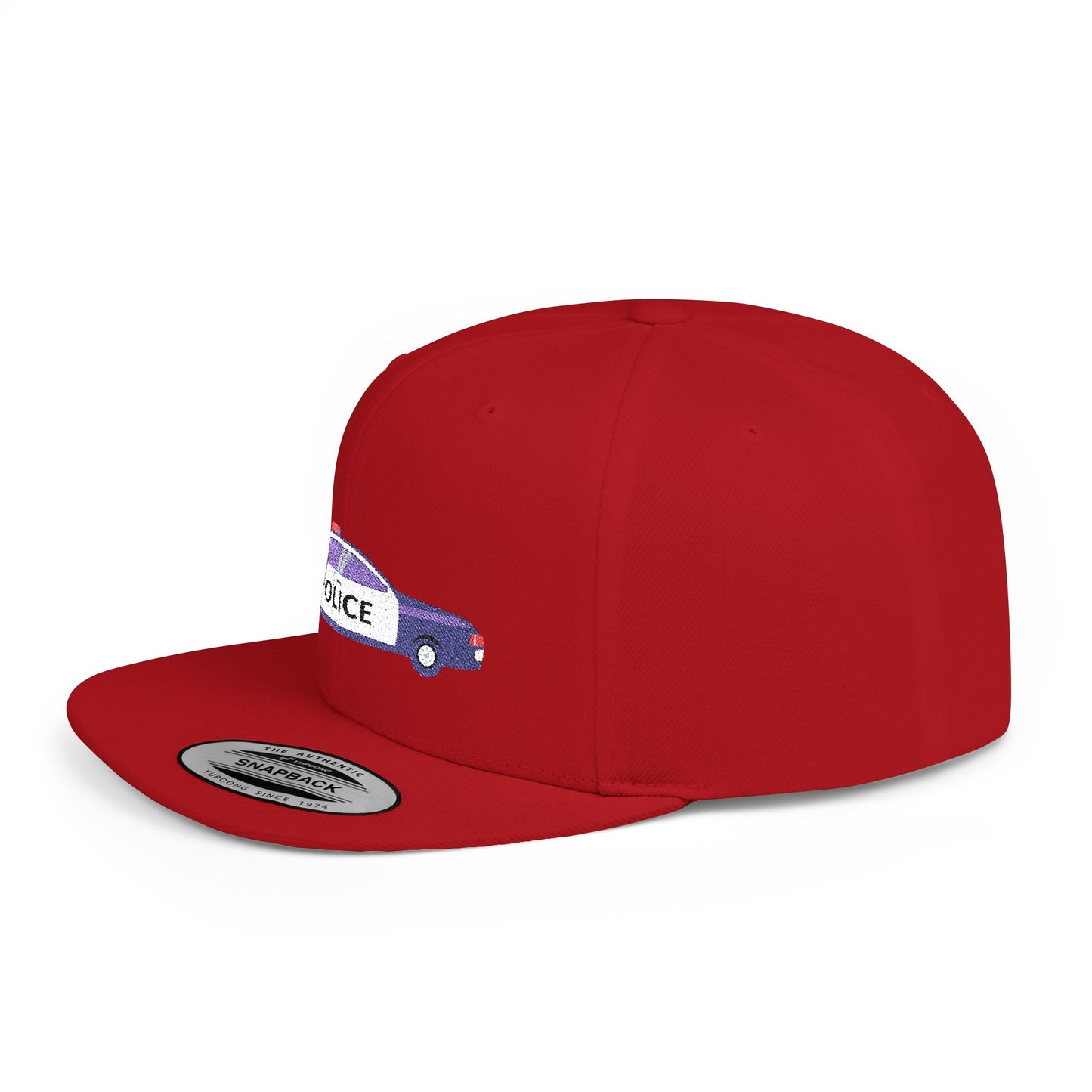 Police Car Snapback Cap – adjustable streetwear hat for adults, perfect car enthusiast gift and urban fashion accessory.