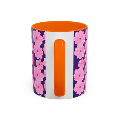 Chic Floral Coffee Mug - Pink Blossoms on Dark Background