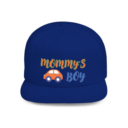 Mommy's Boy Flat Bill Snapback Cap – adjustable, stylish, and perfect for men, teens and even kids. Ideal casual hat or streetwear gift.