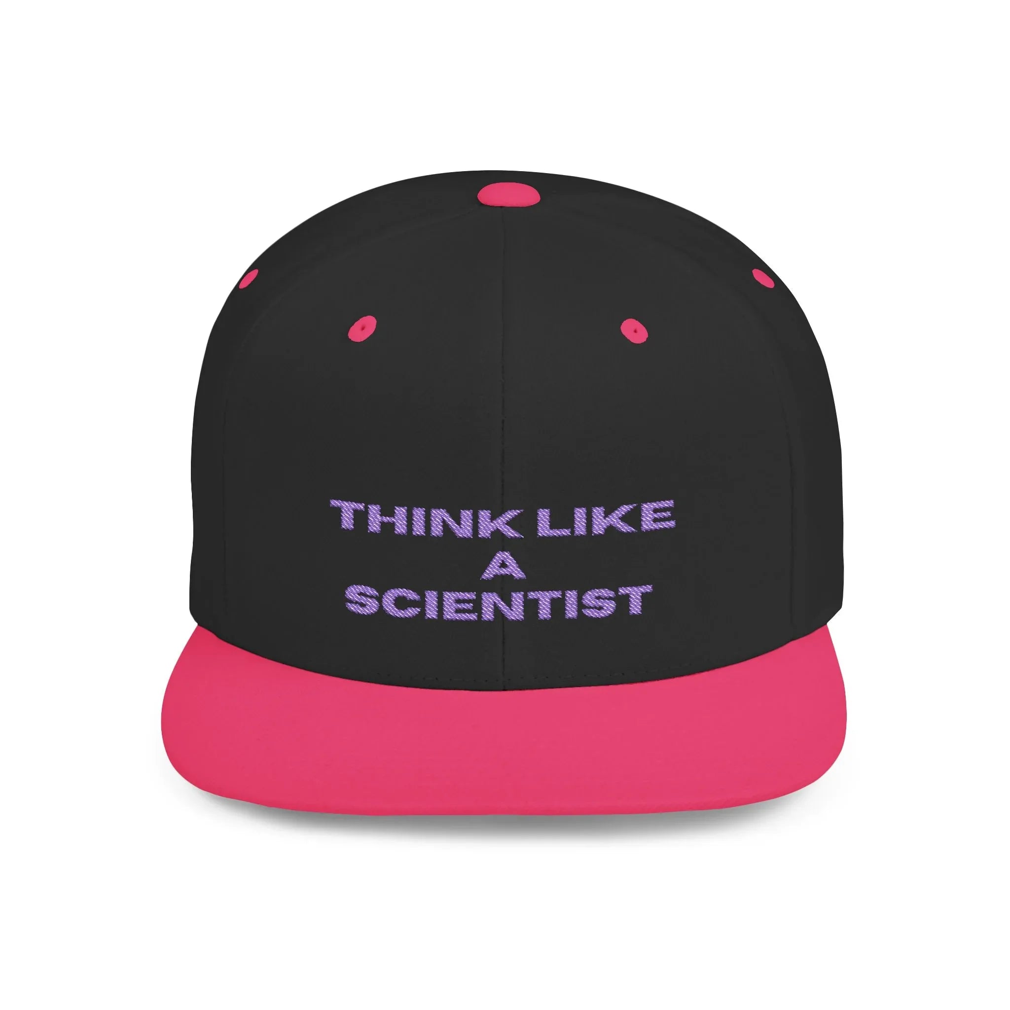 Think Like A Scientist Snapback Cap – Trendy flat bill hat for science lovers, STEM enthusiasts, and geeky gifts. Perfect for casual wear & conventions. - RizQ Life 