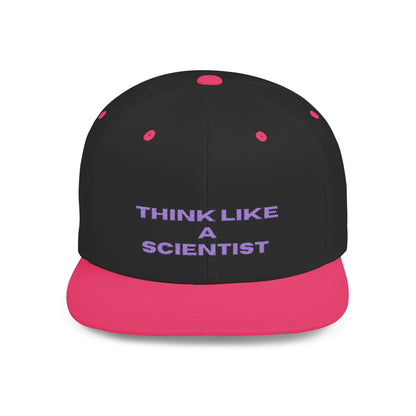 Think Like A Scientist Snapback Cap – Trendy flat bill hat for science lovers, STEM enthusiasts, and geeky gifts. Perfect for casual wear & conventions.