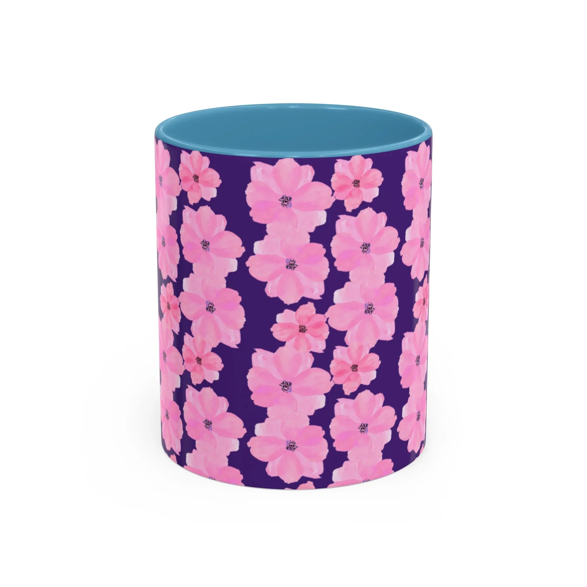 Chic Floral Coffee Mug - Pink Blossoms on Dark Background - RizQ Life 
