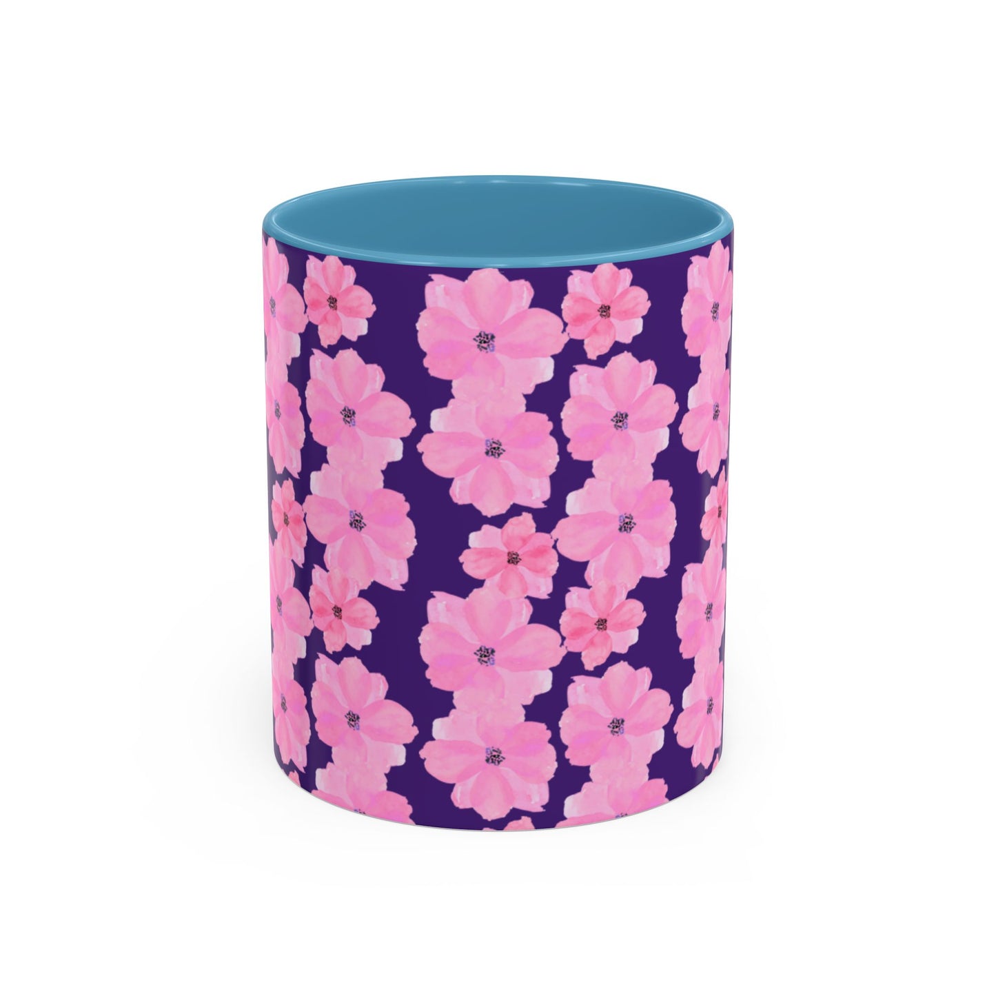 Chic Floral Coffee Mug - Pink Blossoms on Dark Background