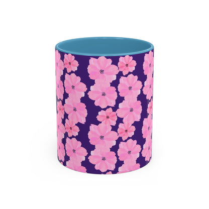 Chic Floral Coffee Mug - Pink Blossoms on Dark Background