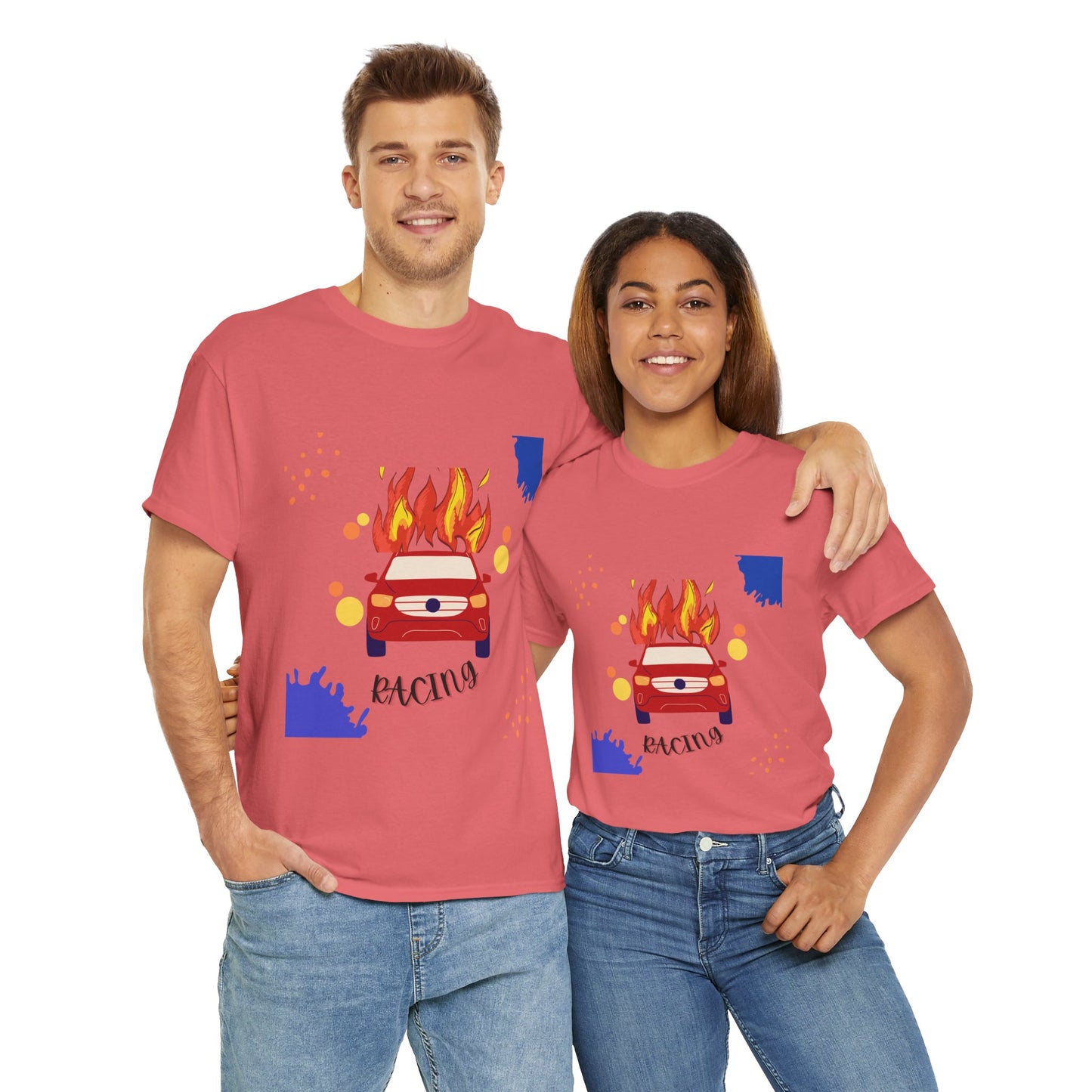 Unisex Racing Graphic T-Shirt – Heavy Cotton Car Racing Tee for Men & Women, Casual Motorsport Fan Shirt, Short Sleeve Top, Sizes S-5XL