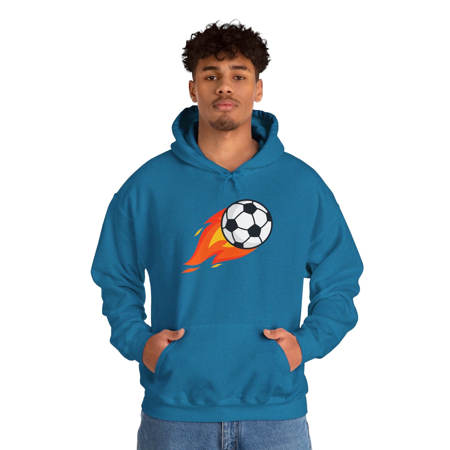 Soccer Fire Ball Hoodie - Men's Heavy Blend Hooded Sweatshirt