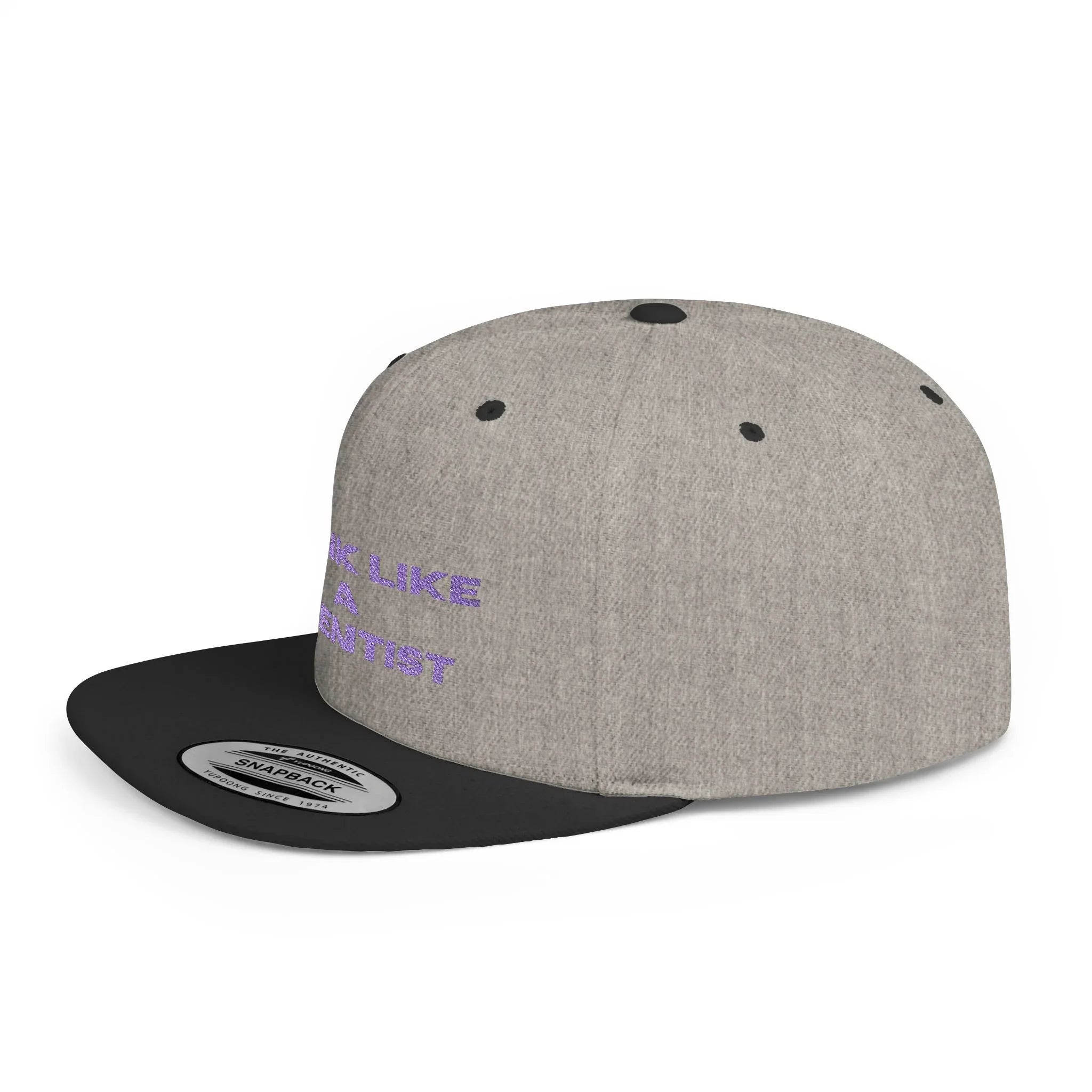 Think Like A Scientist Snapback Cap – Trendy flat bill hat for science lovers, STEM enthusiasts, and geeky gifts. Perfect for casual wear & conventions. - RizQ Life 