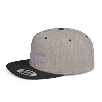 Think Like A Scientist Snapback Cap – Trendy flat bill hat for science lovers, STEM enthusiasts, and geeky gifts. Perfect for casual wear & conventions.