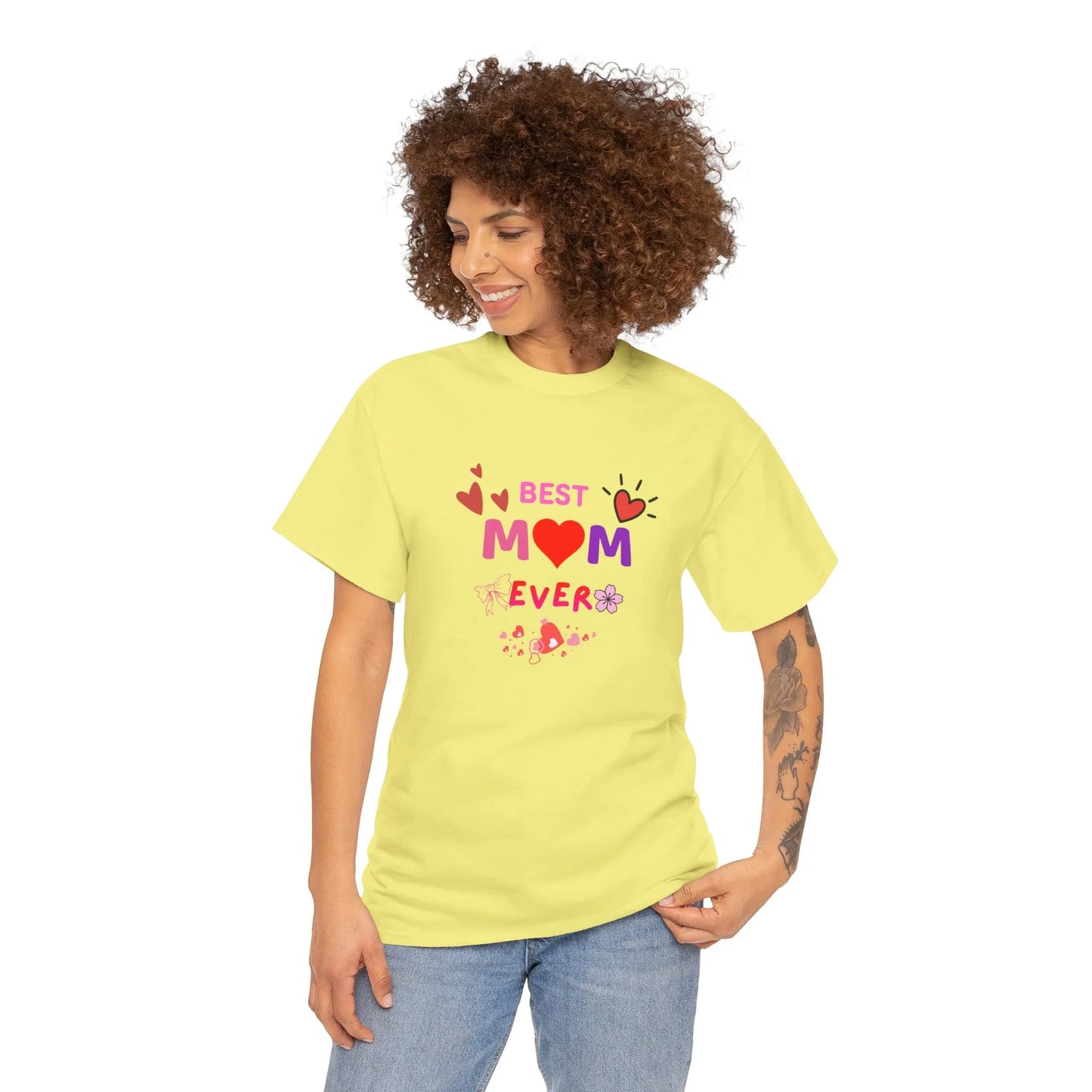 Best Mom Ever Mother’s Day T-Shirt - Aesthetic Heart & Bow Graphic Tee
