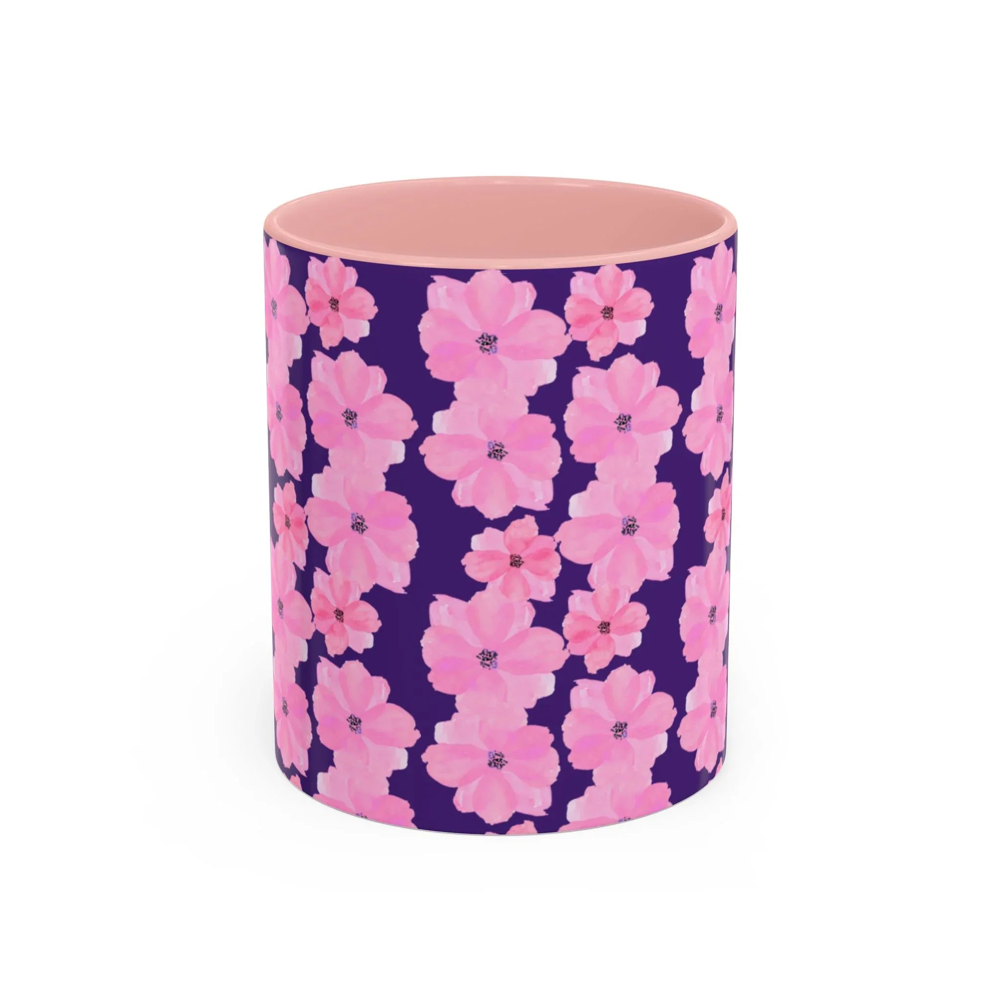 Chic Floral Coffee Mug - Pink Blossoms on Dark Background - RizQ Life 