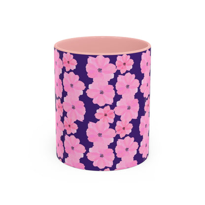 Chic Floral Coffee Mug - Pink Blossoms on Dark Background