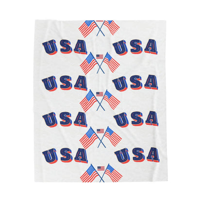 USA Flag Velveteen Plush Blanket - Cozy Throw for Independence Day, Festivals, Picnics, Home Decor, Gifts - RizQ Life 
