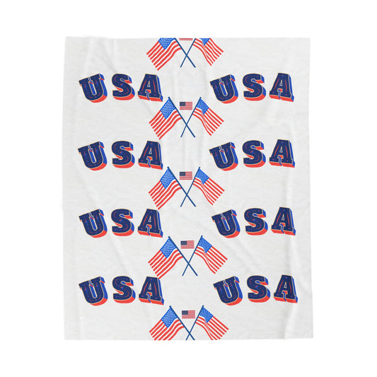 USA Flag Velveteen Plush Blanket - Cozy Throw for Independence Day, Festivals, Picnics, Home Decor, Gifts