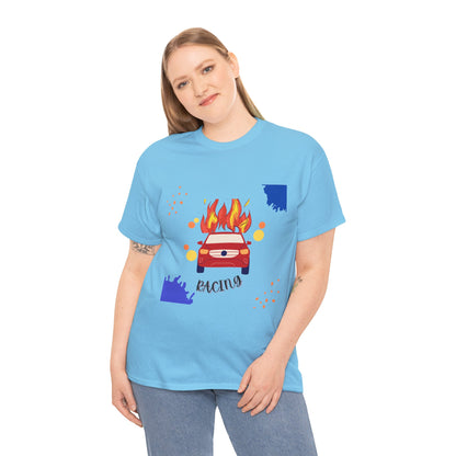 Unisex Racing Graphic T-Shirt – Heavy Cotton Car Racing Tee for Men & Women, Casual Motorsport Fan Shirt, Short Sleeve Top, Sizes S-5XL