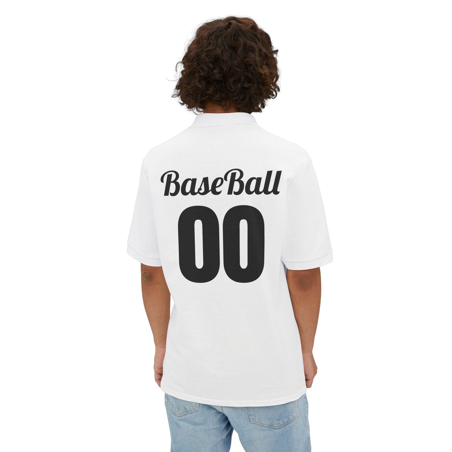 Men's Baseball Polo - Graphic Bat and Ball Design
