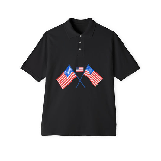 Men's USA Flag Piqué Polo Shirt - Patriotic Design