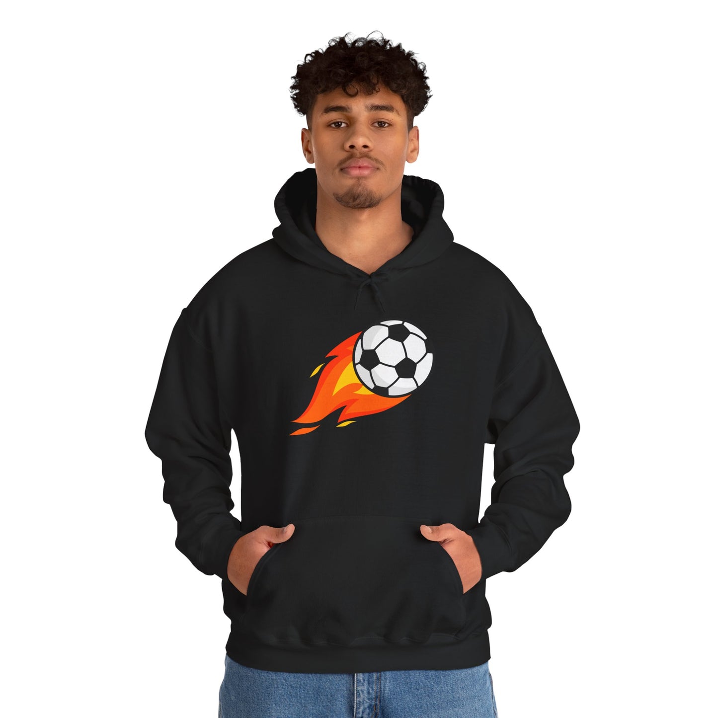 Soccer Fire Ball Hoodie - Men's Heavy Blend Hooded Sweatshirt
