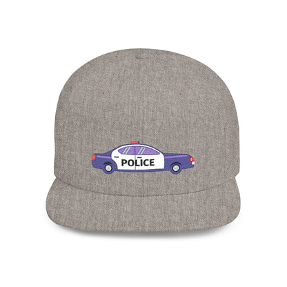 Police Car Snapback Cap – adjustable streetwear hat for adults, perfect car enthusiast gift and urban fashion accessory.