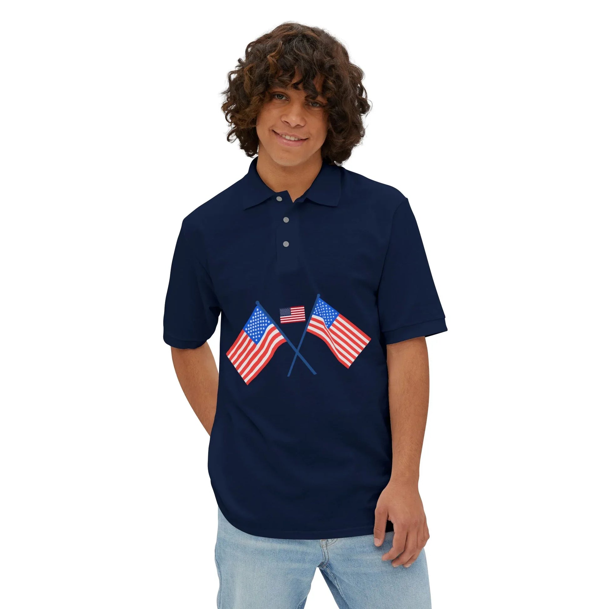 Men's USA Flag Piqué Polo Shirt - Patriotic Design - RizQ Life 