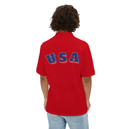 Men's USA Flag Piqué Polo Shirt - Patriotic Design - RizQ Life 