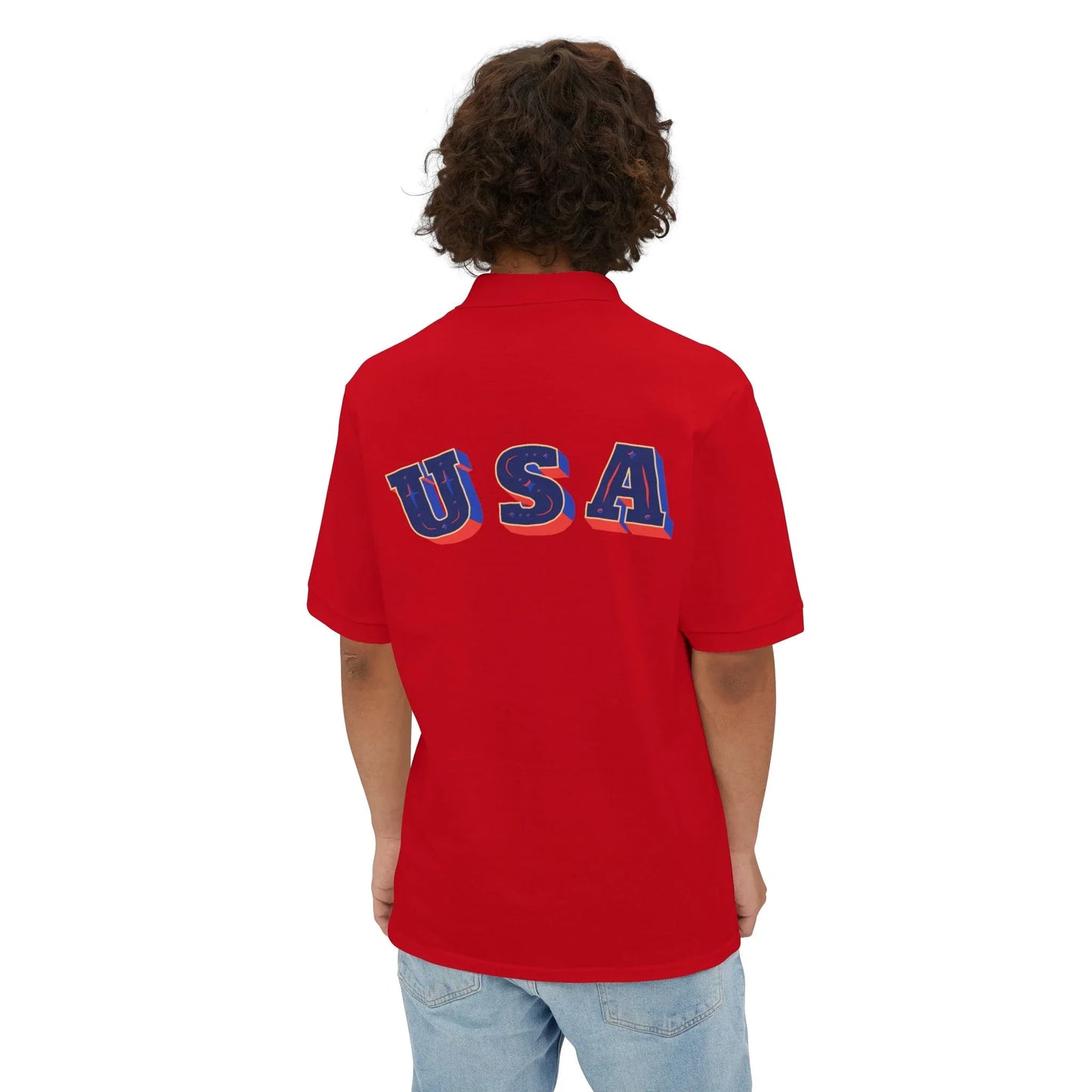 Men's USA Flag Piqué Polo Shirt - Patriotic Design - RizQ Life 