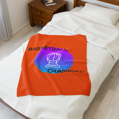 Basketball Champion Velveteen Plush Blanket | Cozy Sports Fan Gift, Soft Throw for Athletes, Birthday Present, Home Decor