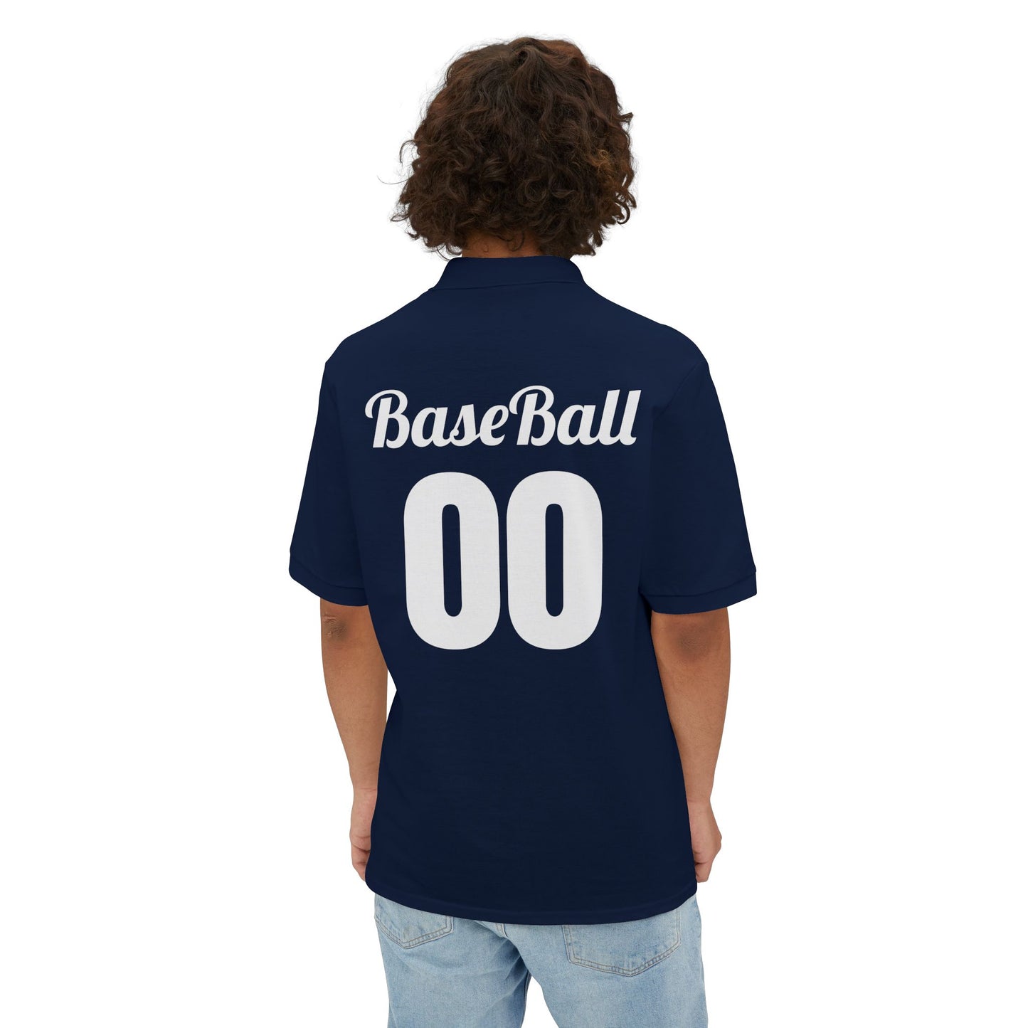 Men's Baseball Piqué Polo - Baseball with Graphic Bat and Ball Design