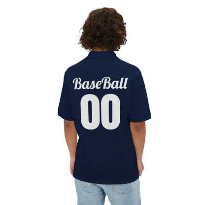 Men's Baseball Piqué Polo - Baseball with Graphic Bat and Ball Design